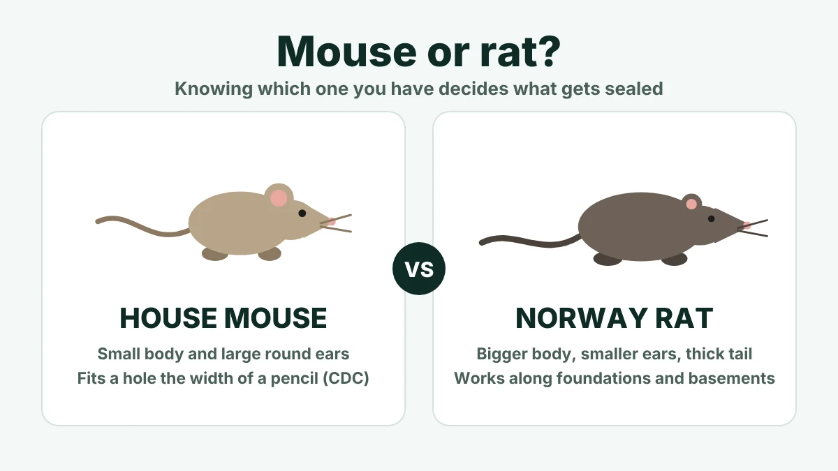 Comparison of a house mouse and a Norway rat found in Syracuse homes